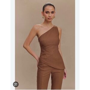 MESHKI - Dora Linen Set, Cacao Brown